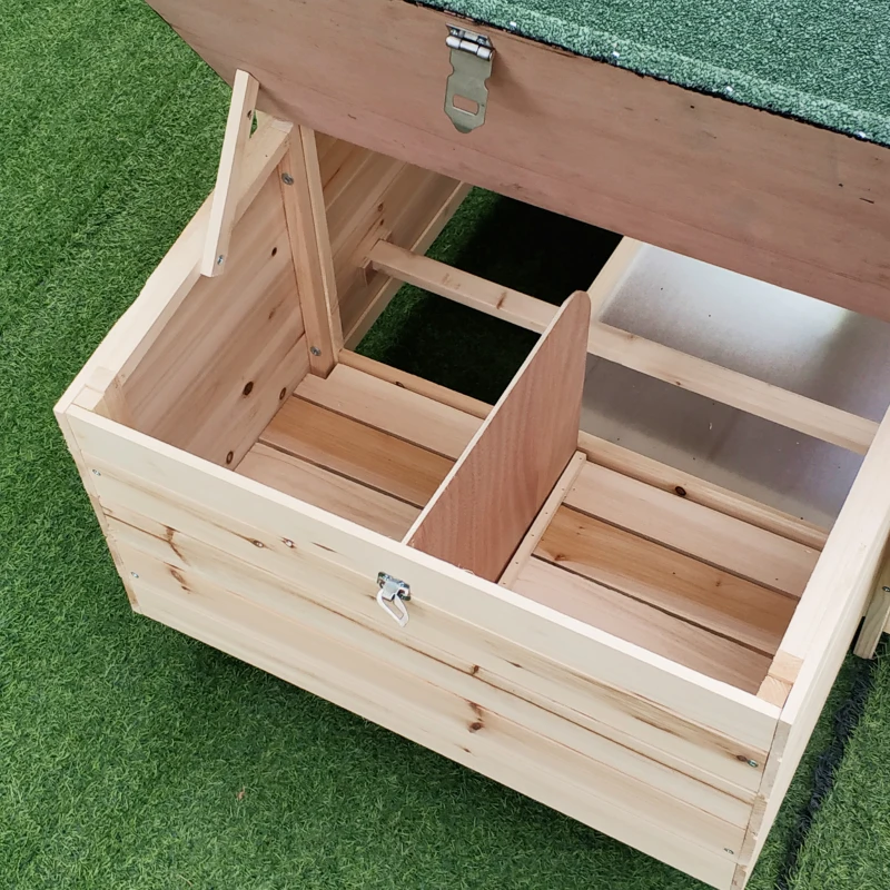 PawHut cuibar cu zona pentru alergat, lemn 196x76x97cm(m-10)