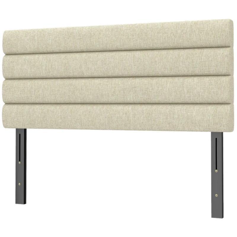 HOMCOM Cabecero de Cama 140 cm Tapizado en Lino Altura Ajustable de 3 Niveles 106/116/126 cm Montado a la Pared Beige