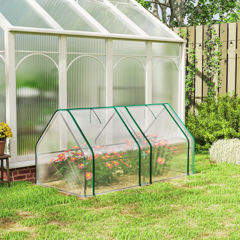 Outsunny Serra con finestra a cerniera e struttura in acciaio, 180x90x90 cm, Trasparente