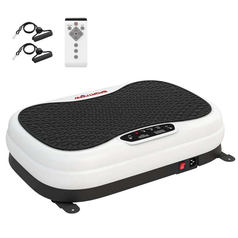 SPORTNOW Piattaforma Vibrante con 50 Velocità e 3 Programmi, Schermo LED e Telecomando, 52x34x14 cm, Nero e bianco