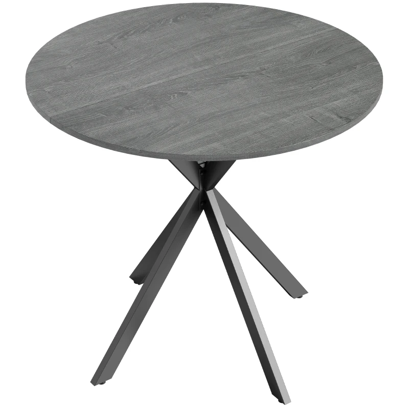 HOMCOM Table de cuisine ronde, 80 cm, plateau compact, panneau de particules, métal, Gris