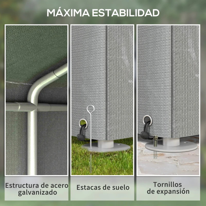 Outsunny Carpa de Jardín para Bicicletas 1,6x2,2x1,7 m con 2 Habitaciones Puerta con Cremallera Impermeable Anti-UV Gris Claro