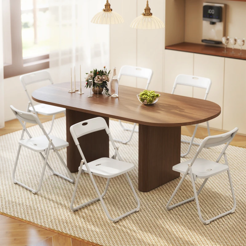 HOMCOM Set di 6 Sedie Pieghevoli in Plastica con Schienale Curvo, Design Ventilazione e Struttura in Acciaio, 48,5x47x75 cm, Bianco