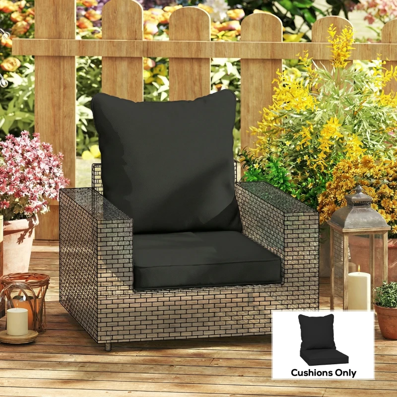 Outsunny Seat and Back Padded Cushion Set, CUSHION ONLY - Black