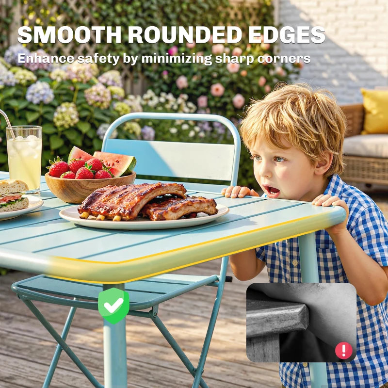 Outsunny Set da pranzo da esterno 5 pezzi per 4 persone, Verde chiaro