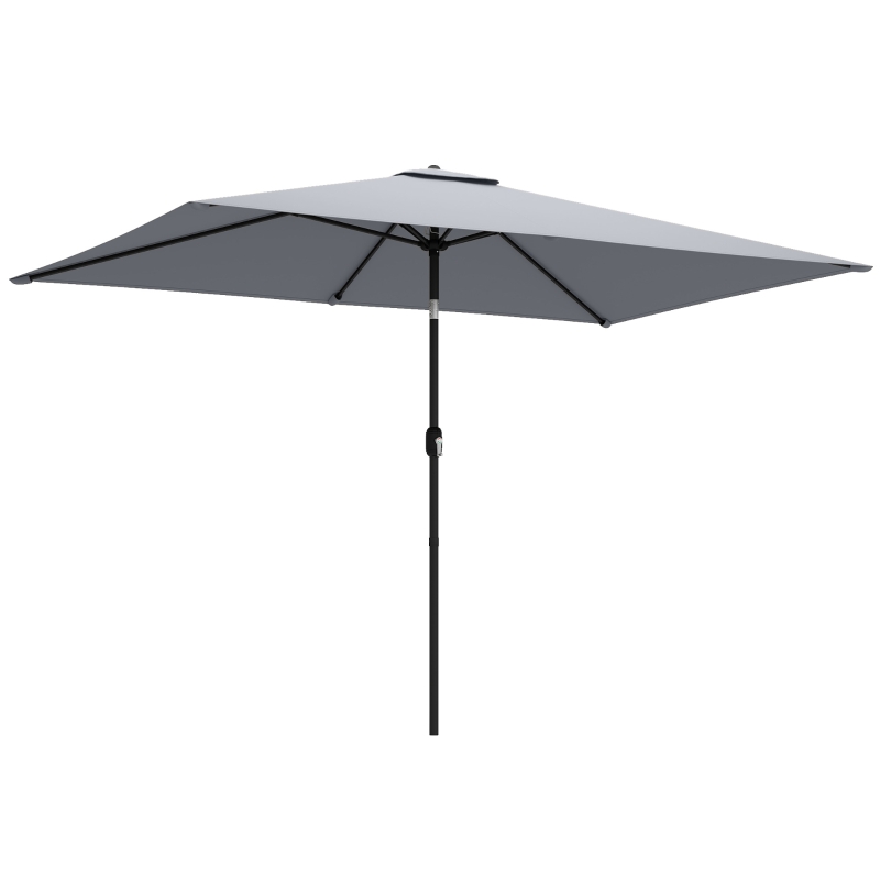 Outsunny Garden Parasol, Parasol Umbrella with Crank Handle, Tilt Function, Polyester Canopy, Light Grey