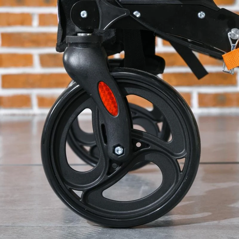 HOMCOM Rollator Walker with Seat, Compact Quick Folding Mobility Walker with 8" Wheels, Carry Bag, Adjustable Height, Cane Holder and Lightweight Aluminium Frame for Seniors and Disabled, Gold Tone