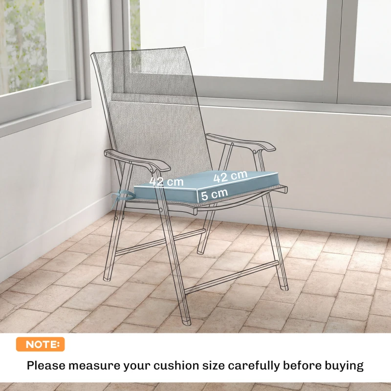 Outsunny Set of 6 Chair Cushion Seat Pads Dining Chair w/ Straps, Indoor Outdoor Removable Tie On Garden Patio, Light Grey