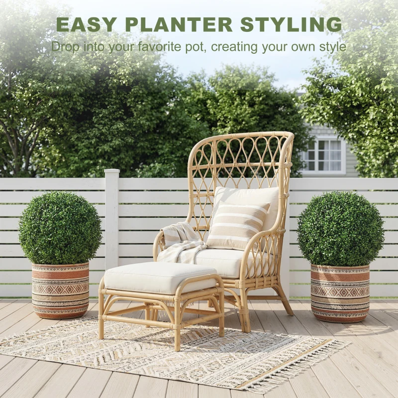 HOMCOM Conjunto de 2 bolas de buxo artificiais em vaso, resistentes aos UV, 42 cm, para decoração interior/exterior