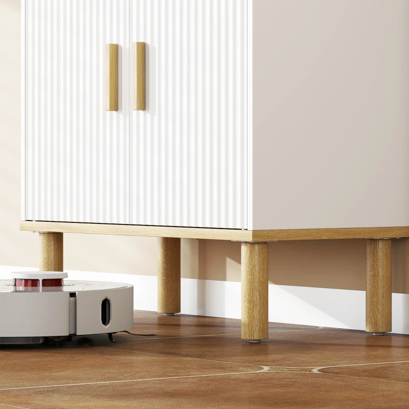 HOMCOM Dulap sub lavoar cu raft reglabil pentru lavoar fără piedestal cu uși canelate 60x30x61 cm Alb