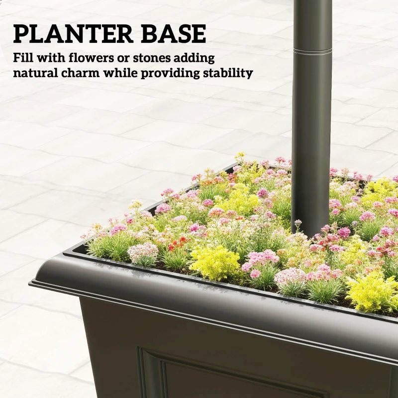 Outsunny Solar Tuinlantaarn, Weerbestendige Staande Lamp 160 cm Hoog, met LED, 10 Uur Verlichting, IP44, Voor Buiten, Zwart