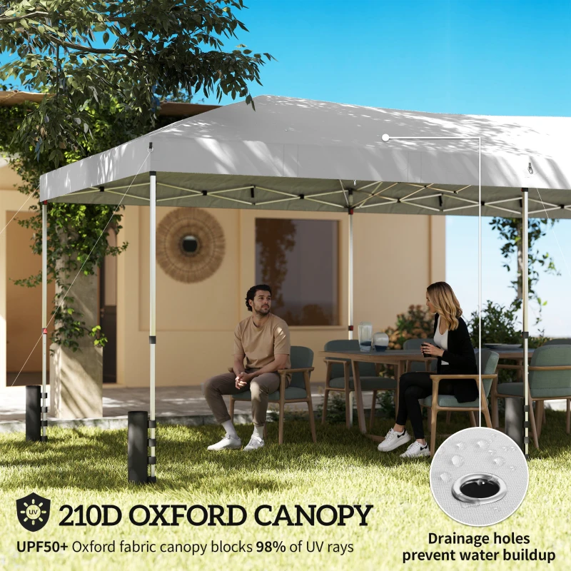 Outsunny 3 x 6 m Pop Up Canopy with UV50+ Protection Garden Gazebo with 6 Sidewalls, White