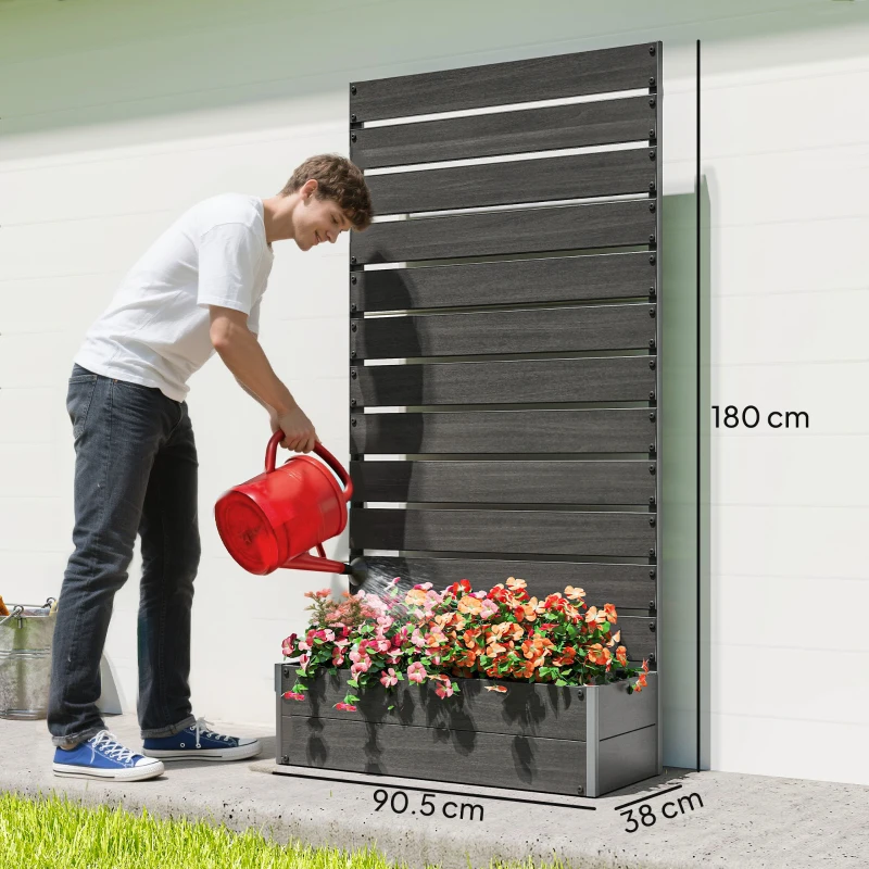 Outsunny Fioriera rialzata con graticcio 64 L in composito legno-plastica e alluminio