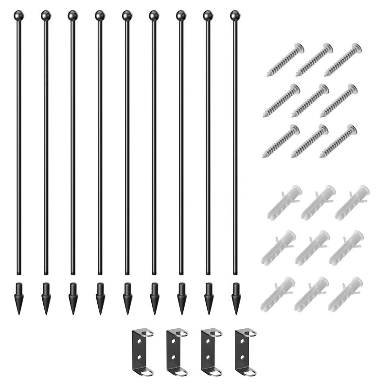 PawHut Enclos pour Chiens à 8 Panneaux Modulables Intérieur et Extérieur avec 9 Piquets, en Acier, 164x164x80 cm, Noir