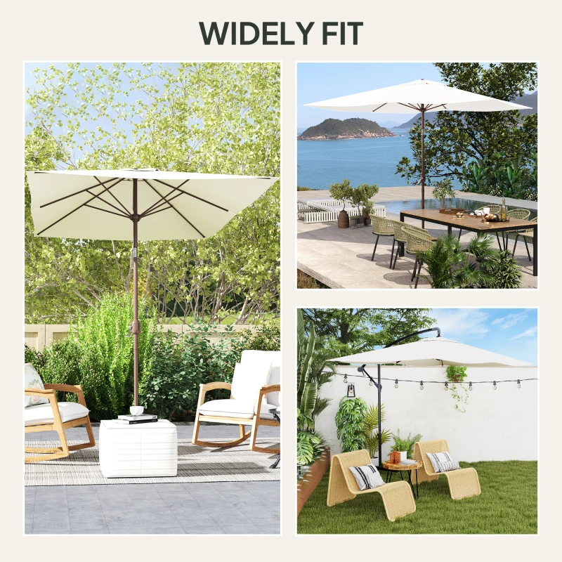 Outsunny Osłona Parasola Ogrodowego 2 x 3 m 6 Wsporników UV50+ & Wodoodporna Pokrycie Zastępcze na Taras