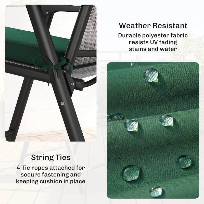 Outsunny Set of 6 Chair Cushion Seat Pads Dining Chair w/ Straps, Indoor Outdoor Removable Tie On Garden Patio, Green