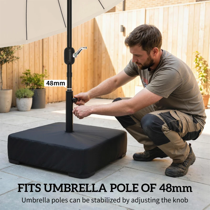 Outsunny Garden Parasol Base 80 kg Sand Filled Heavy Duty Stand for Cantilever Umbrellas and 48 mm Poles Black
