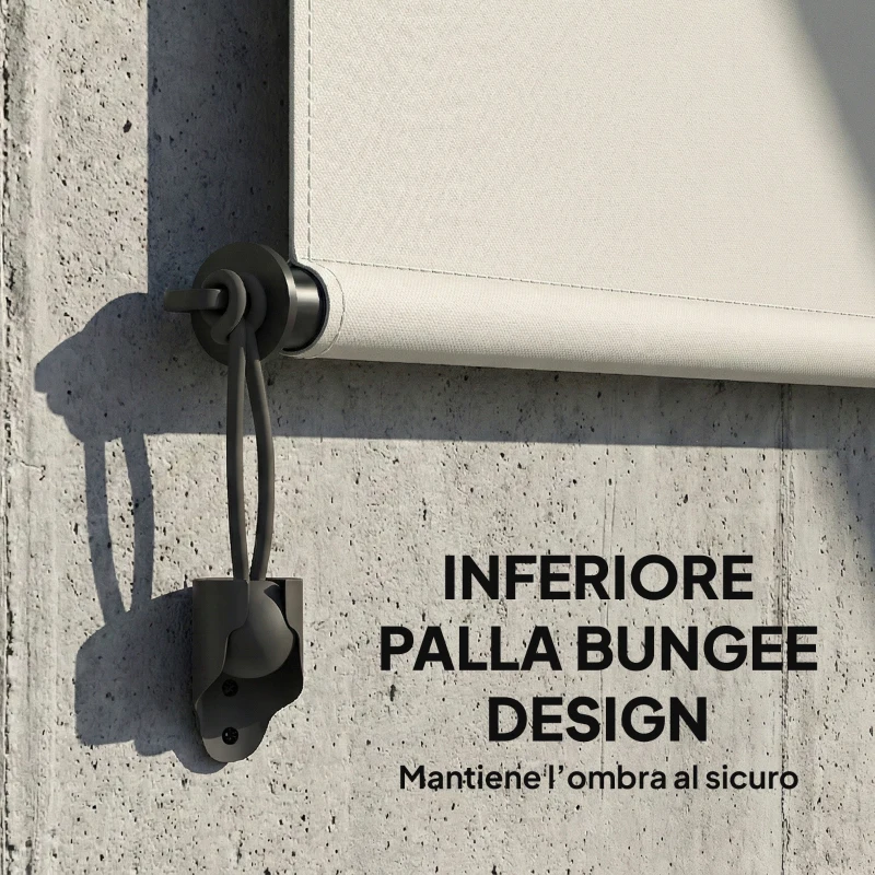 Outsunny Tenda a Rullo Avvolgibile in Poliestere Anti-UV con Cassetta in Alluminio e Manovella, 250x160 cm, Bianco Crema