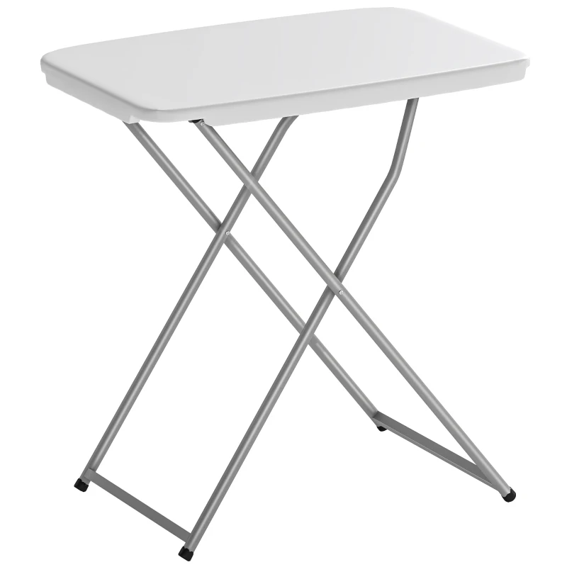 Outsunny Table pliante de camping portable à hauteur réglable sur 5 niveaux plateau en HDPE et châssis métallique 75x50x73,5 cm blanc