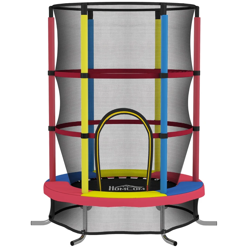 HOMCOM Trampoline pour Enfants Ø160 cm Trampoline pour 3-6 Ans avec Filet de Sécurité Pieds en Forme de L Multicolore