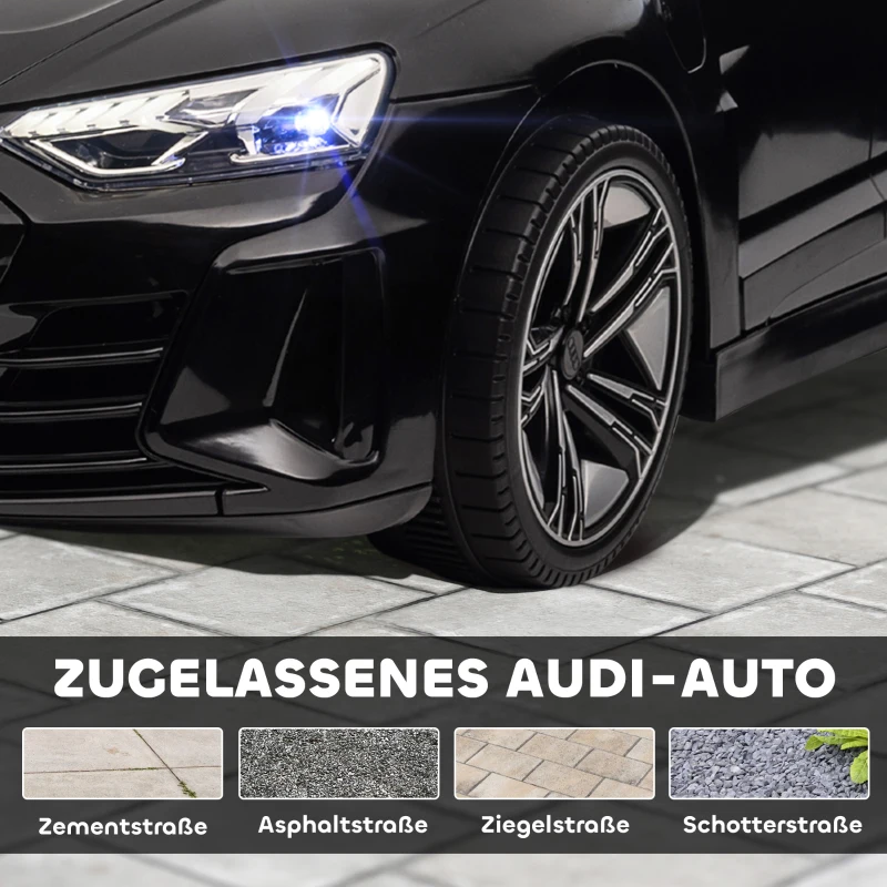 Samochód dziecięcy HOMCOM, samochód elektryczny, z licencją AUDIO, z pasem bezpieczeństwa, pilot zdalnego sterowania, światło, czarny, 103 x 58 x 41cm