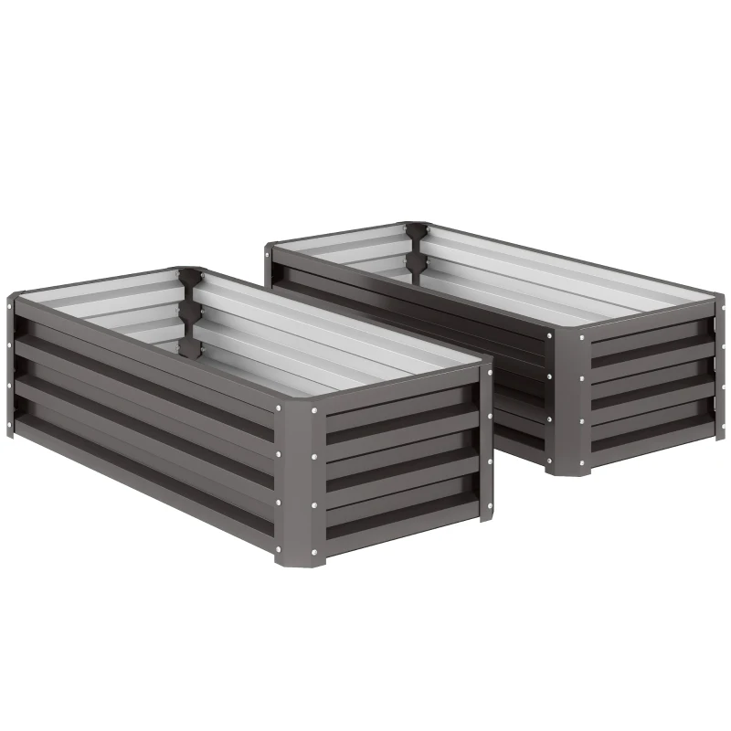 Outsunny Set 2 fioriere in acciaio zincato, 110x50x30 cm, Grigio