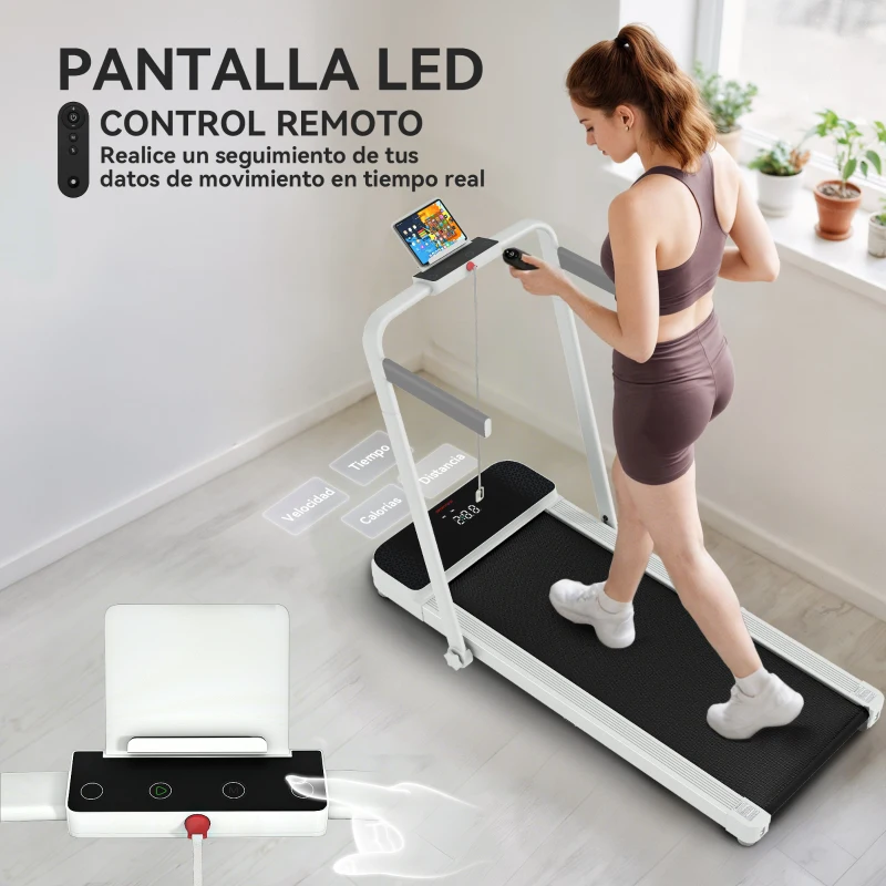 SPORTNOW Cinta de Correr Plegable Inclinado Debajo del Escritorio con 2.5HP 0-12 KM/H Pantalla LED Control Remoto y Soporte