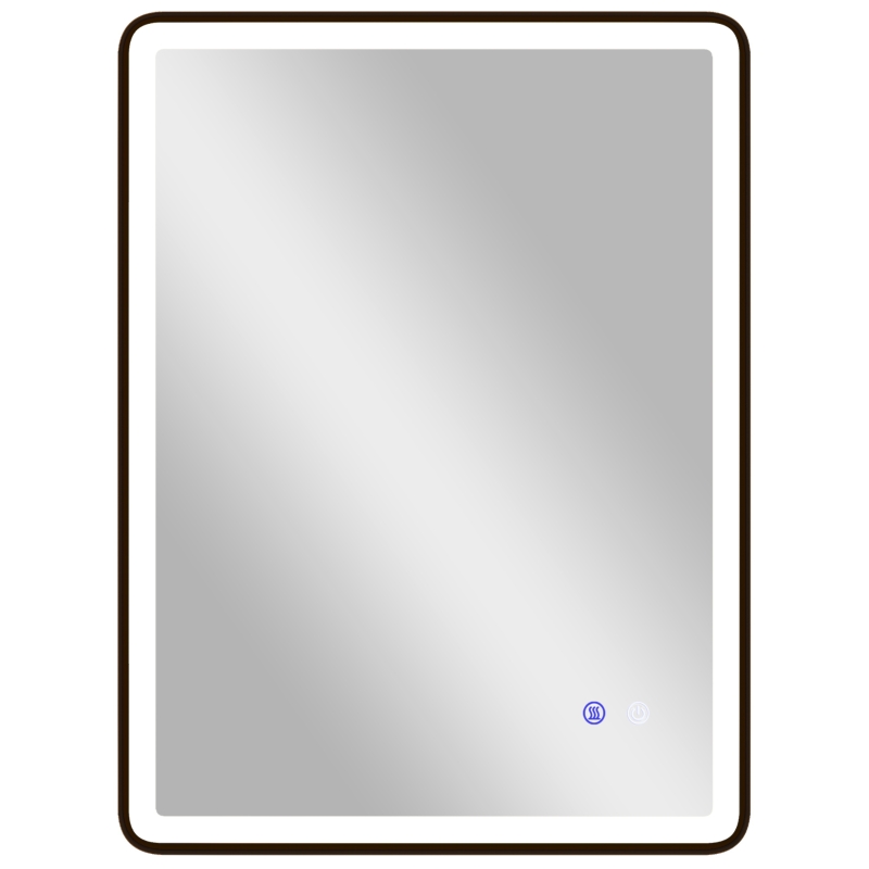 HOMCOM Miroir LED de salle de bains anti-buée Miroir maquillage dimmable avec éclairage 80 x 60 cm Cadre noir