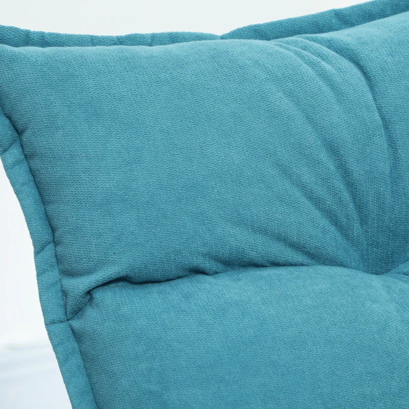 HOMCOM Poltrona Relax Girevole Effetto Velluto e Acciaio con Schienale Regolabile in 5 Posizioni, 62x70x95 cm, Blu