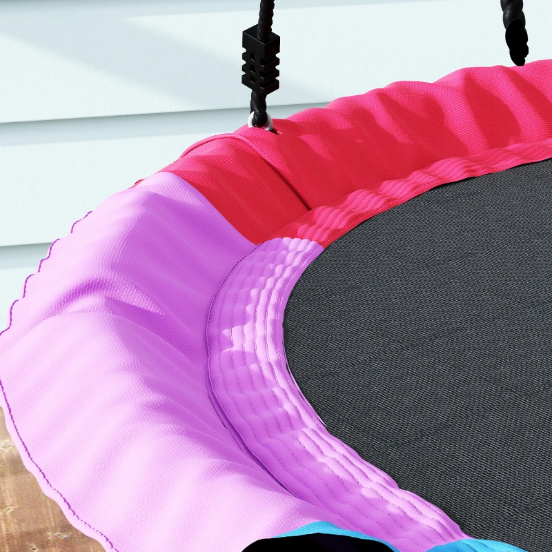 AIYAPLAY Baloiço Ninho Infantil Ø120 cm Altura Ajustável Baloiço Redondo para Bebés para Árvores para 4 Crianças de 3 a 8 Anos Multicolor