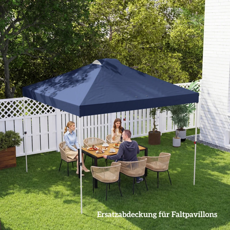 Outsunny Acoperiș pavilion de înlocuire UV50+ impermeabil cu 8 găuri de scurgere 3 x 3 m, Albastru
