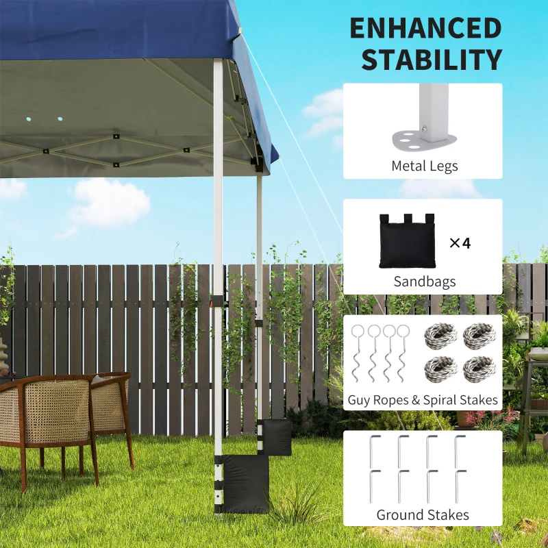 Outsunny 3 x 3 m Pop Up Gazebo with Wheels, UPF50+ One-Touch Outdoor Garden Party Tent Marquee Wedding Awning Canopy, Dark Blue