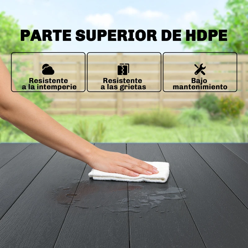 Outsunny Mesa de Comedor de Jardín para 6 Personas con Superficie de HDPE Estructura Metálica para Patio 120x90x74 cm Negro
