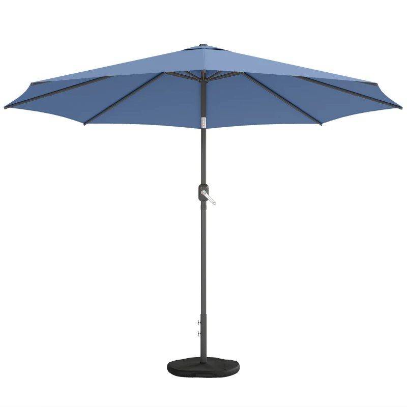 Outsunny Umbrelă de soare Ø295 cm, UV 30+ umbrelă rotundă pentru balcon, umbrelă de plajă, umbrelă de piață pentru plajă balcon grădină, Albastru