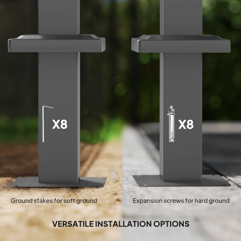 Outsunny 3 x 3m Retractable Roof Metal Pergola - Grey