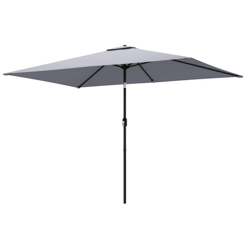 Outsunny Garden Parasol, Parasol Umbrella with Crank Handle, Tilt Function, Polyester Canopy, Light Grey