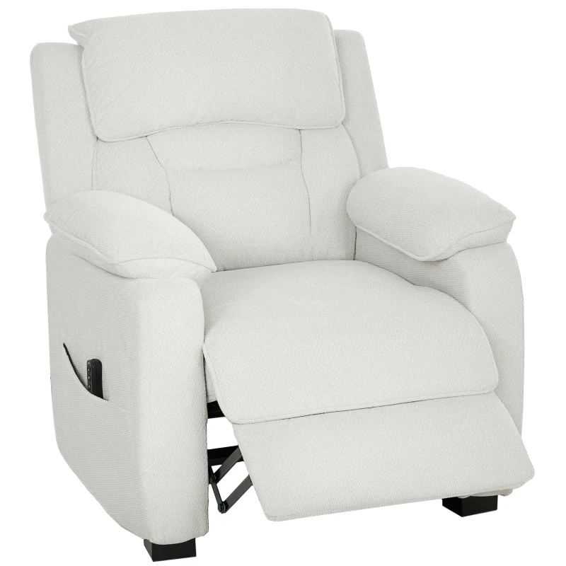 HOMCOM Poltrona Relax Elettrica, Poltrona Reclinabile con Porta USB, Poggiapiedi, Tasche Laterali e Telecomando, 86x90x103 cm, Crema