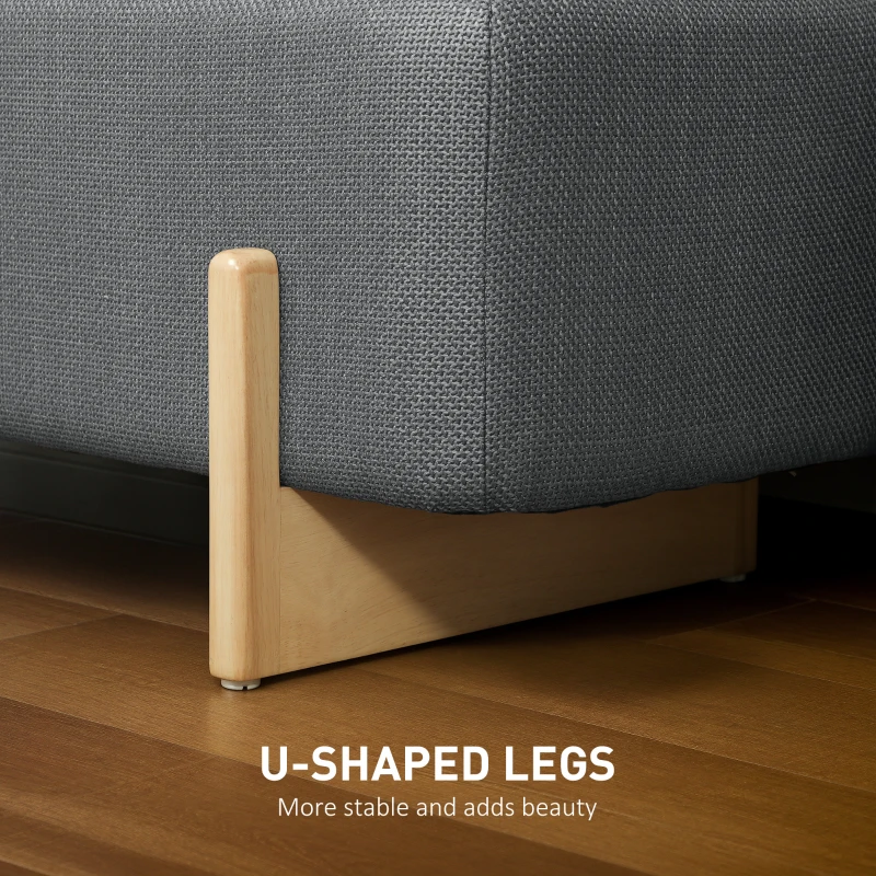 HOMCOM Ławka z pojemnikiem, tapicerowana, nogi drewniane, szara