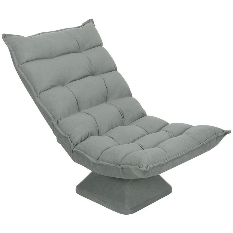HOMCOM Fotel relaksacyjny, obrotowy, eko-skóra, 62 cm x 70 cm x 95 cm, jasnoszary