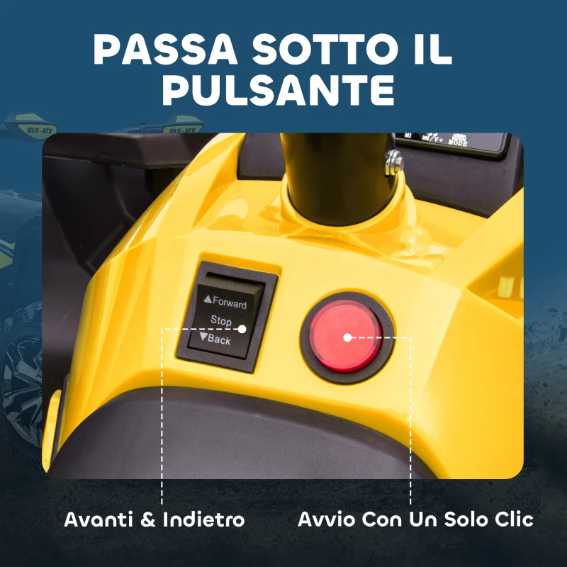 HOMCOM Quad per Bambini Elettrico 12V con Fari e Batteria Ricaricabile, Età 3-5 Anni, 100x65x73cm, Giallo