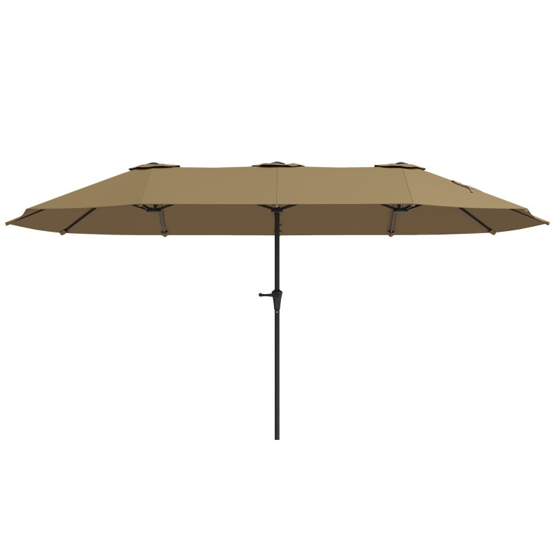 Outsunny Parasol Double 4x2,2 m Parasol Terrasse Extérieur avec Manivelle Manuelle Imperméable et Protection UV30+ Café