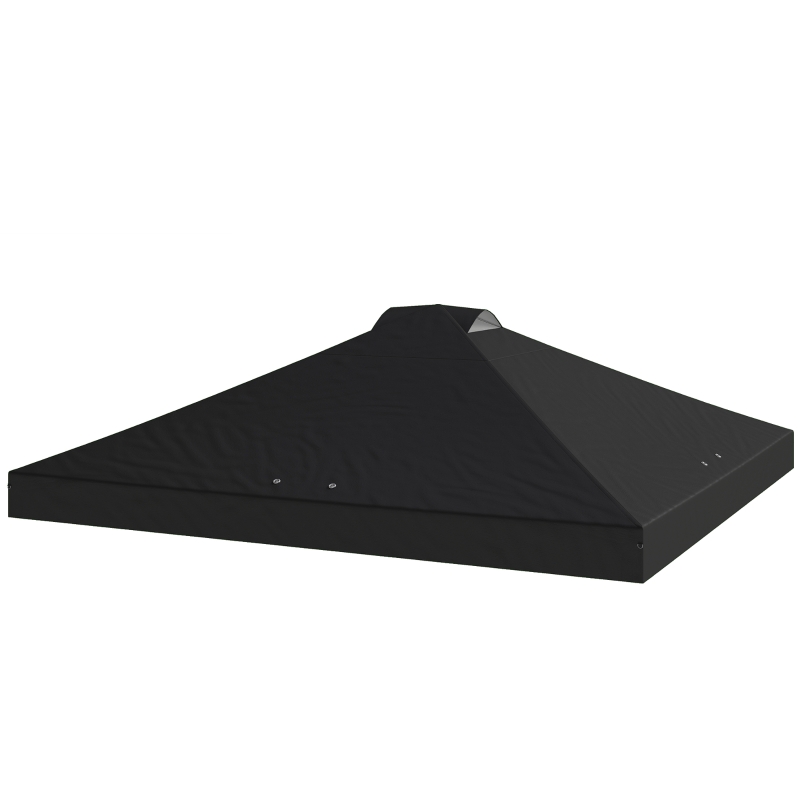 Outsunny gazebo roof replacement UV50+ Waterproof Pop Up Canopy Cover with 8 Drainage Holes 3 x 3 m Black