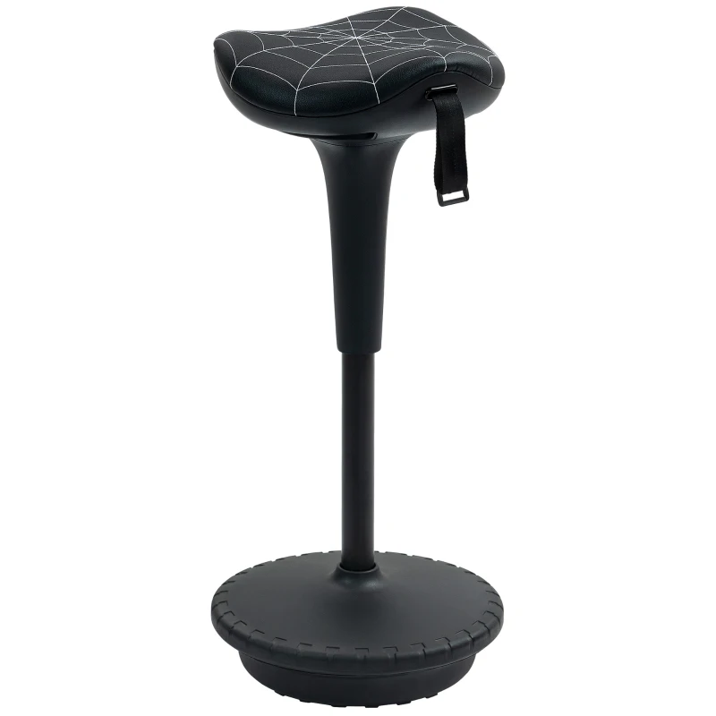 Vinsetto Tabouret de bureau pivotant, tabouret ergonomique, réglable en hauteur 65,5-83,5 cm, inclinable 120°, Noir