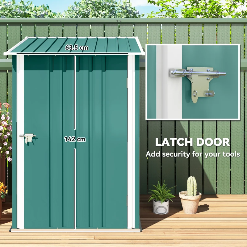 Outsunny 3.3 x 3.4ft Lean To Steel Garden Shed, with Locking Door - Green