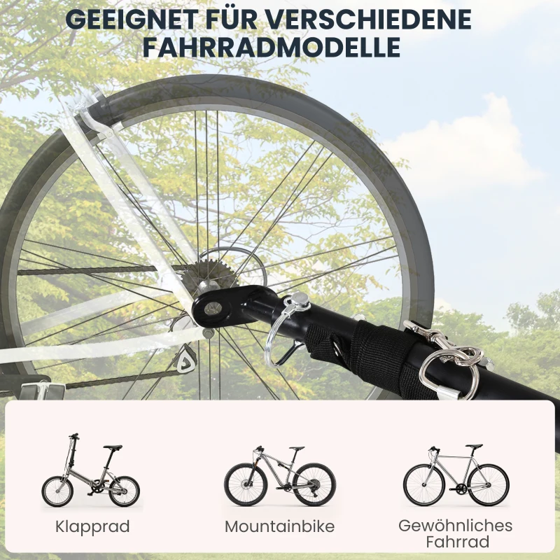 HOMCOM Fahrradanhänger Lastenanhänger für Fahrrad 40 kg Belastbarkeit Transportanhänger Handwagen Kupplung Stahl Schwarz 139 x 71,5 x 49 cm