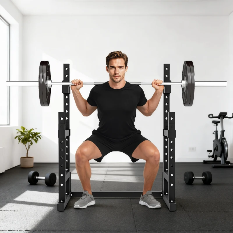 SPORTNOW Supporto Bilanciere 2 Livelli, Supporto Dischi in Acciaio fino a 300kg, Nero