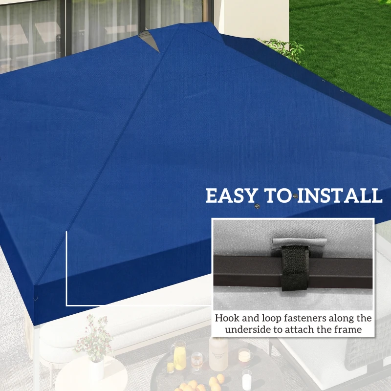 Outsunny Gazebo Roof Replacement UV50+ Waterproof Pop Up Canopy Cover with 8 Drainage Holes 3 x 3 m Blue