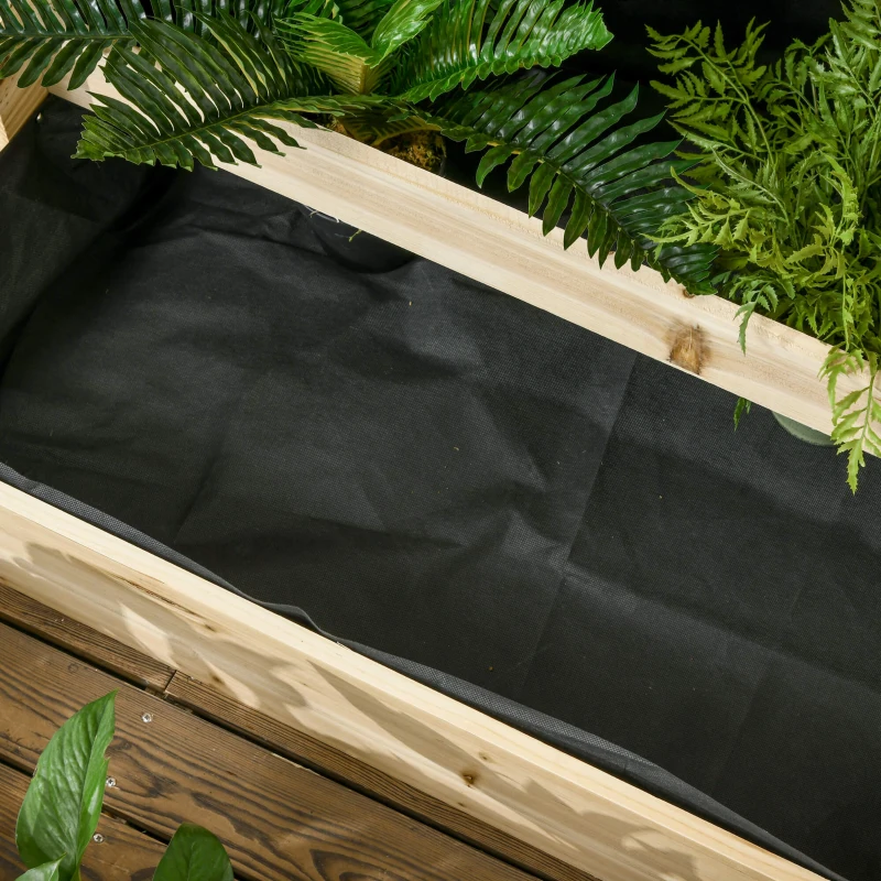 Outsunny Jardiniera cu 3 Niveluri cu Grilaj pentru Catarat Vita de Vie, Paturi Suprainaltate din Lemn pentru Gradina, Jardiniera in Aer Liber pentru Legume, Flori, Ierburi, Nuanta Natur