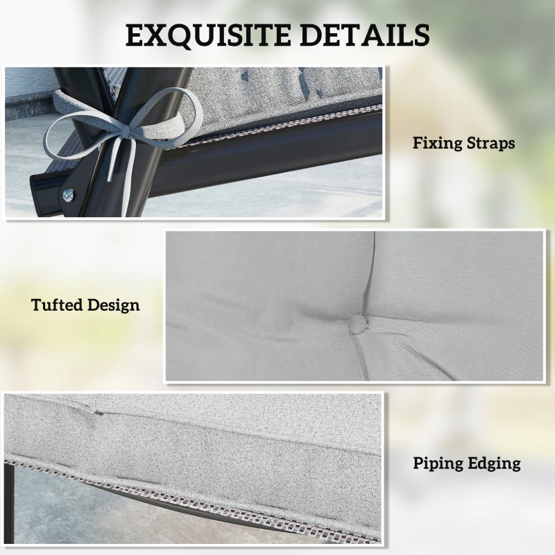 Outsunny Set of 4 Garden Seat Cushion with Ties, 42 x 42cm Replacement Dining Chair Seat Pad, Light Grey