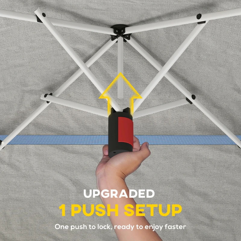 Outsunny 3.5 x 3.5 m Pop Up Gazebo with One-Push Setup, UPF50+ Double Tier Garden Party Tent Marquee with Carry Bag, Blue